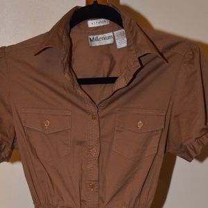 Toffee Collared Shirt Dress